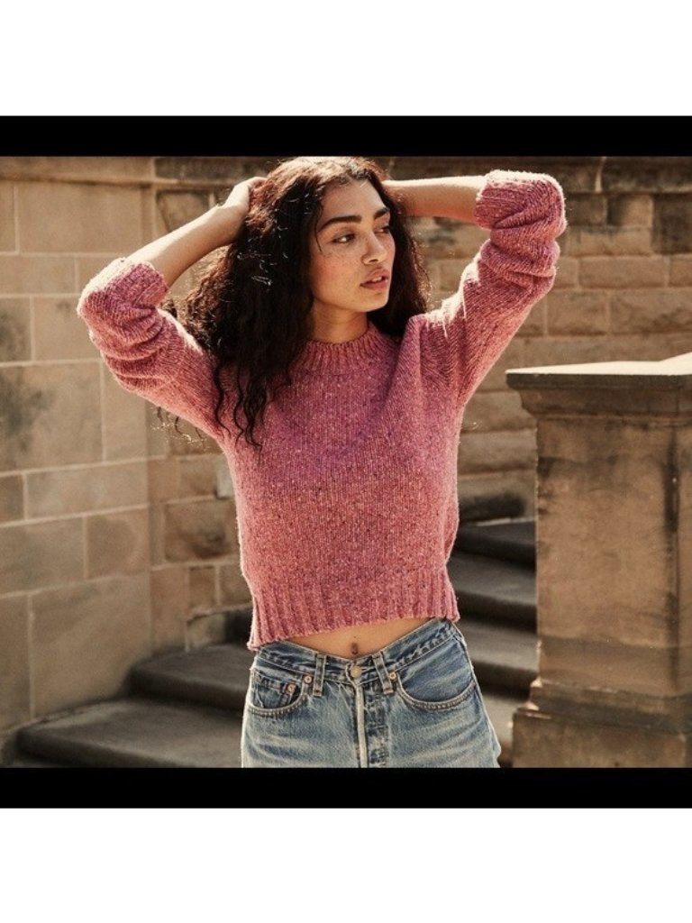 Doen Den Pink Wool Shoulder Button Kaia Sweater, Size Xs